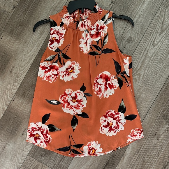 Daniel Rainn Tops - Daniel Rainn Floral Halter Top - Orange and Red